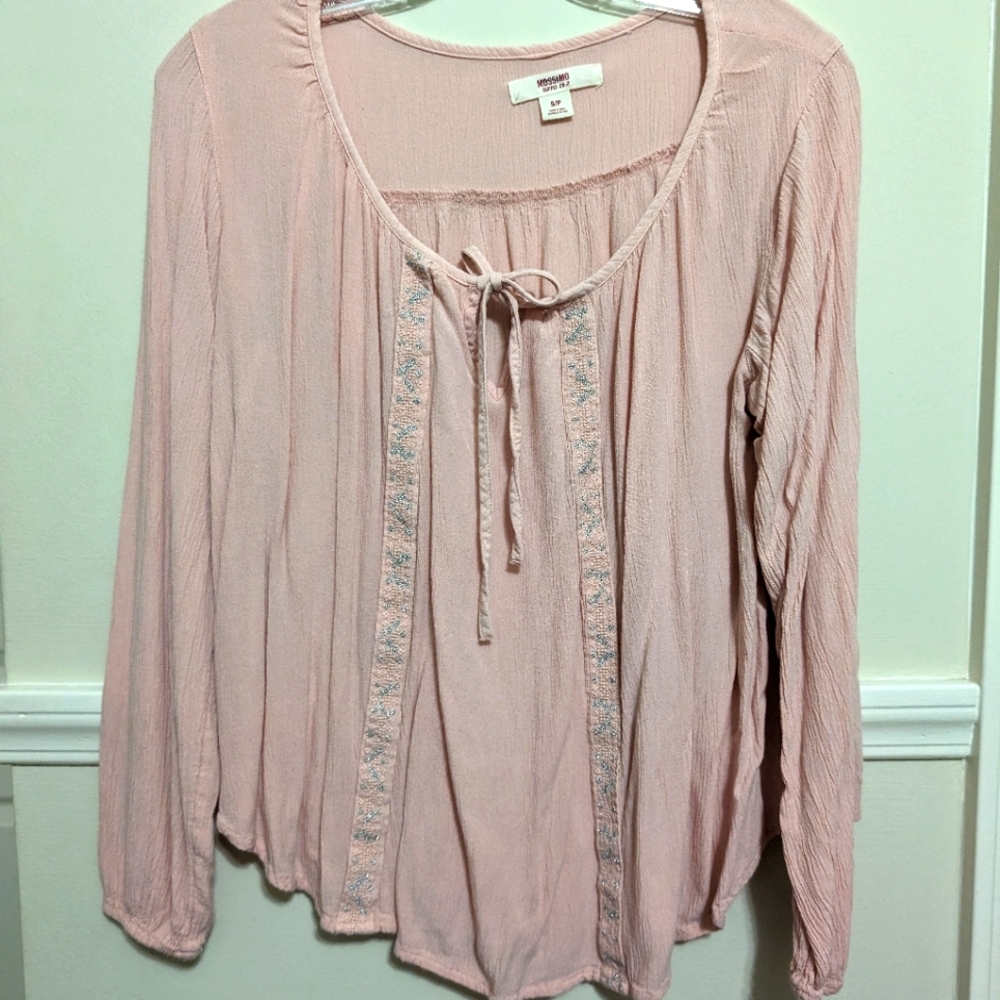 Mossimo Supply Pink & Silver Peasant Blouse Size Small SP